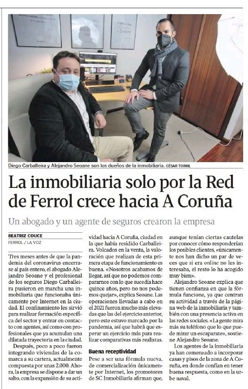 SC Inmobiliarias entra en el mercado inmobiliario de A Coruña