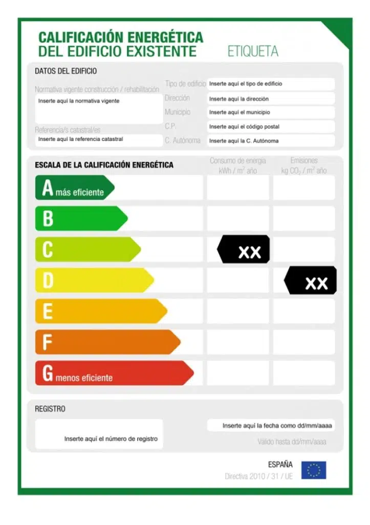 Etiqueta oficial del Certificado Energético de vivienda